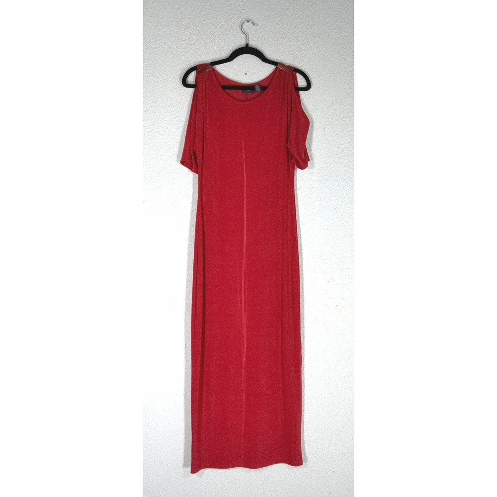 Travelers by Chico's Red Cold Shoulder Maxi Dress - 0 - Buckle Slit Chic Classic